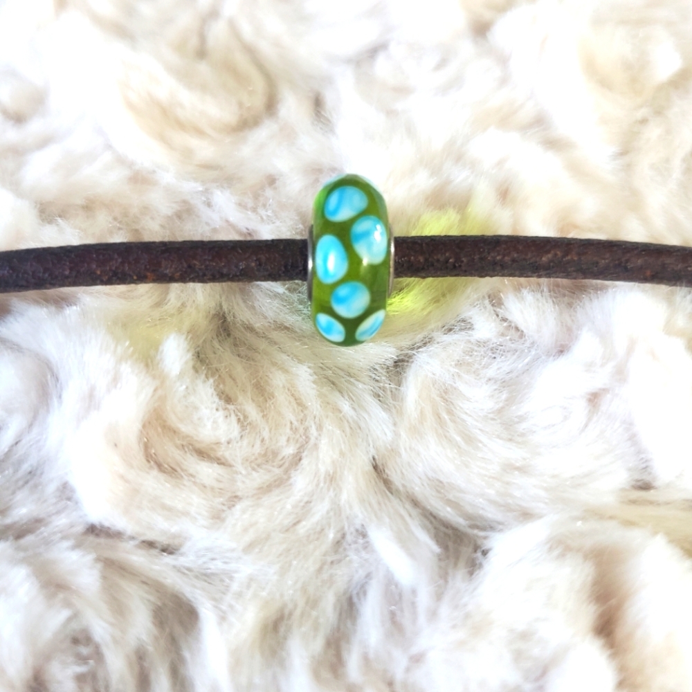 Trollbeads Authentic green and blue glass charm